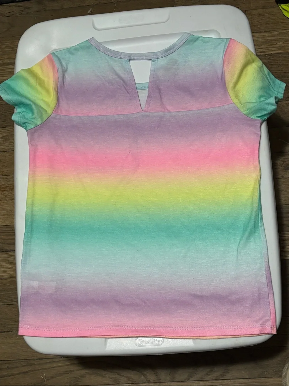 Justice Kid’s Small Pastel Rainbow “Sheeping in Today” Crewneck Pajama Shirt